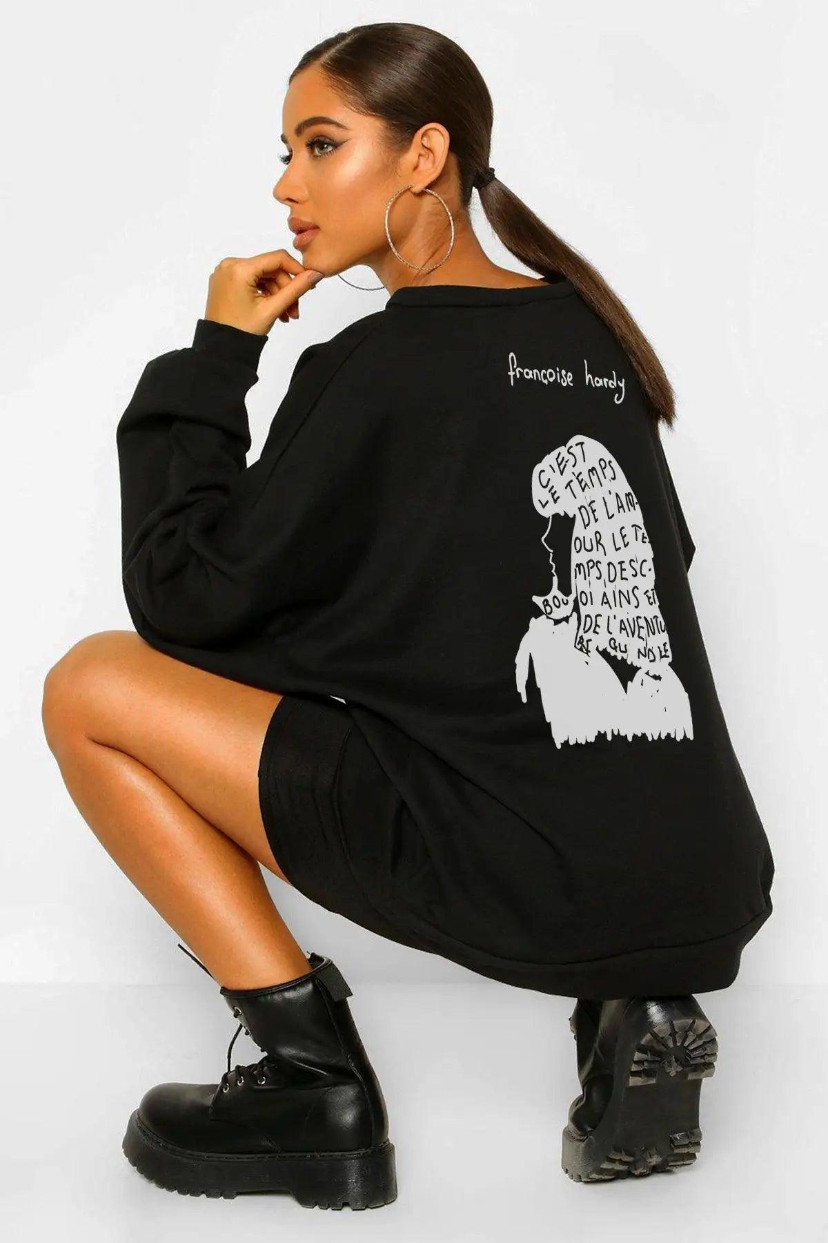 Françoise Hardy Oversize Kadın Sweatshirt - PΛSΛGE