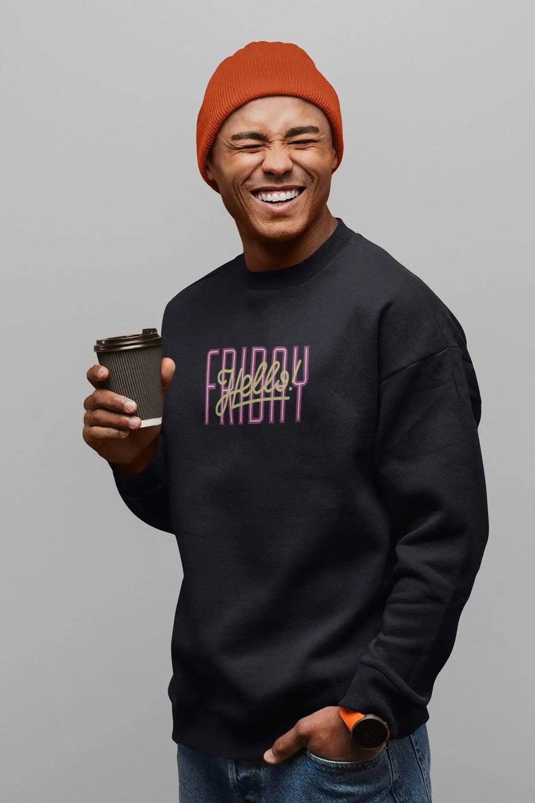 HELLO FRIDAY Oversize Erkek Sweatshirt PΛSΛGE