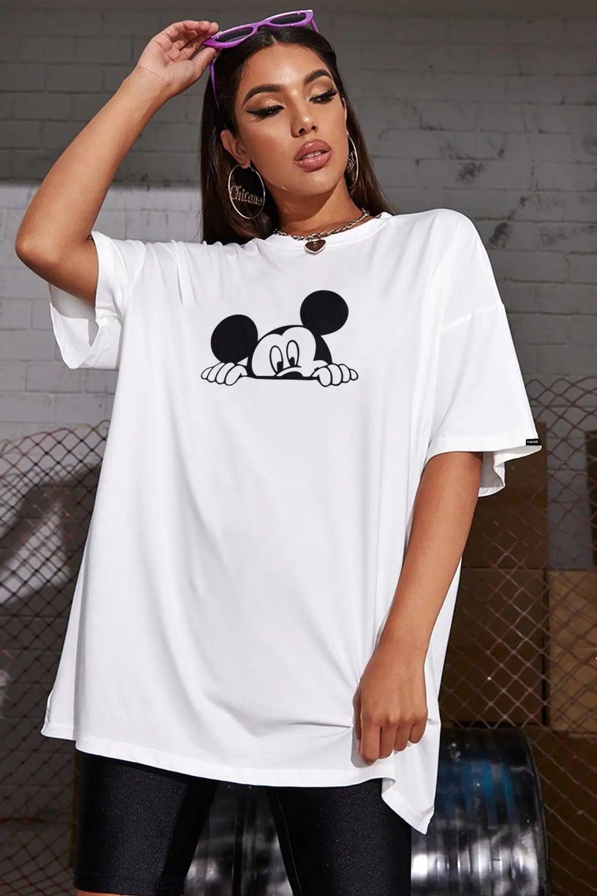 Mickey Oversize Kadın Tişört PΛSΛGE