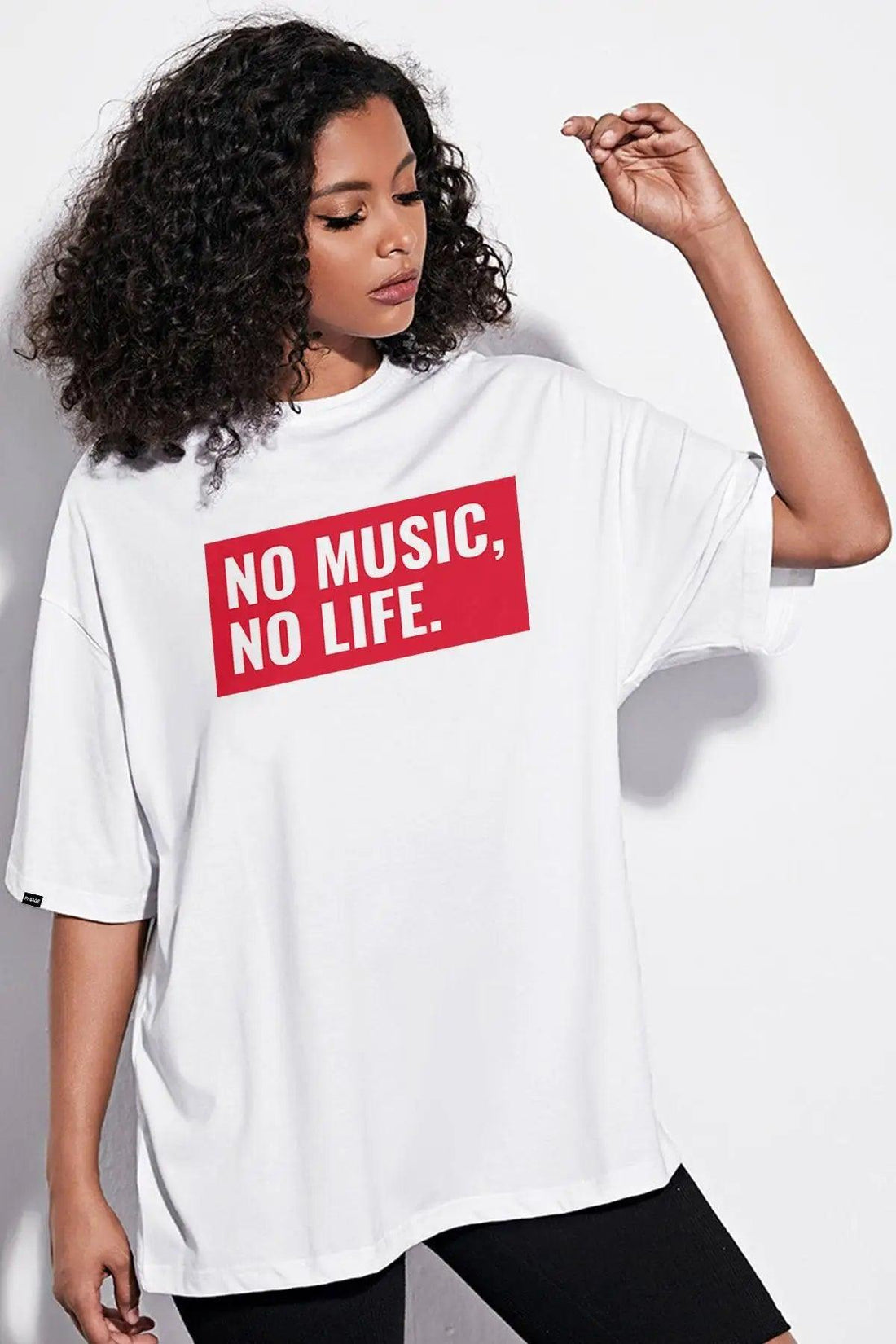 No Music Oversize Kadın Tişört PΛSΛGE