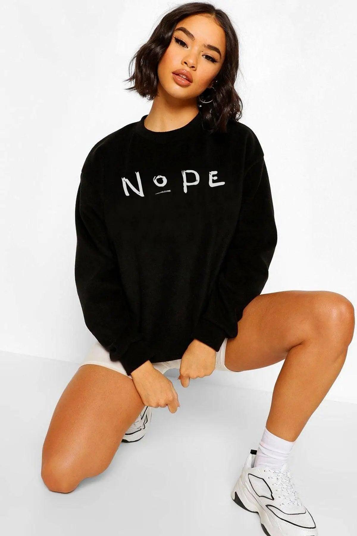 Nope Oversize Kadın Sweatshirt PΛSΛGE