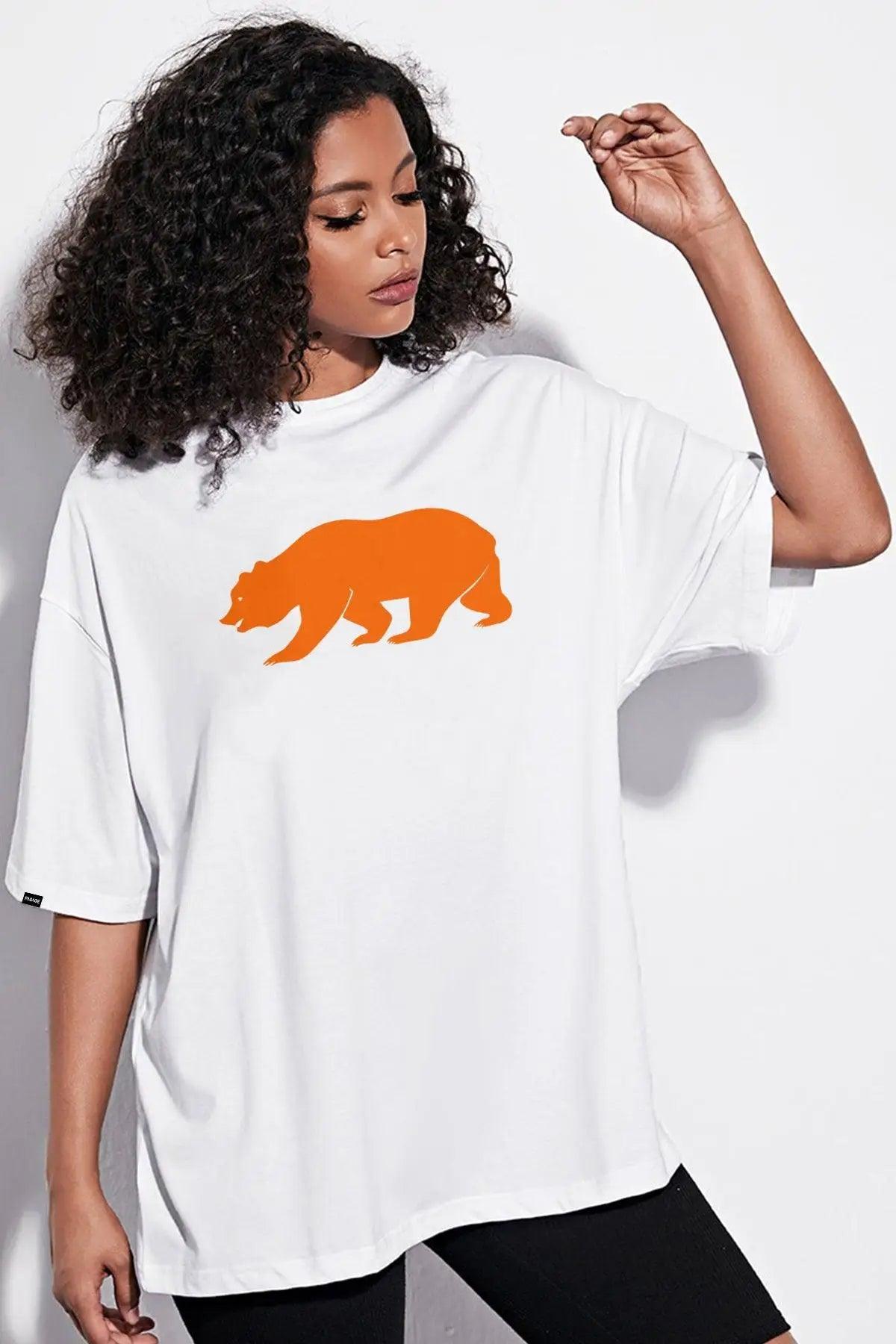 Orange Bear Oversize Kadın Tişört PΛSΛGE