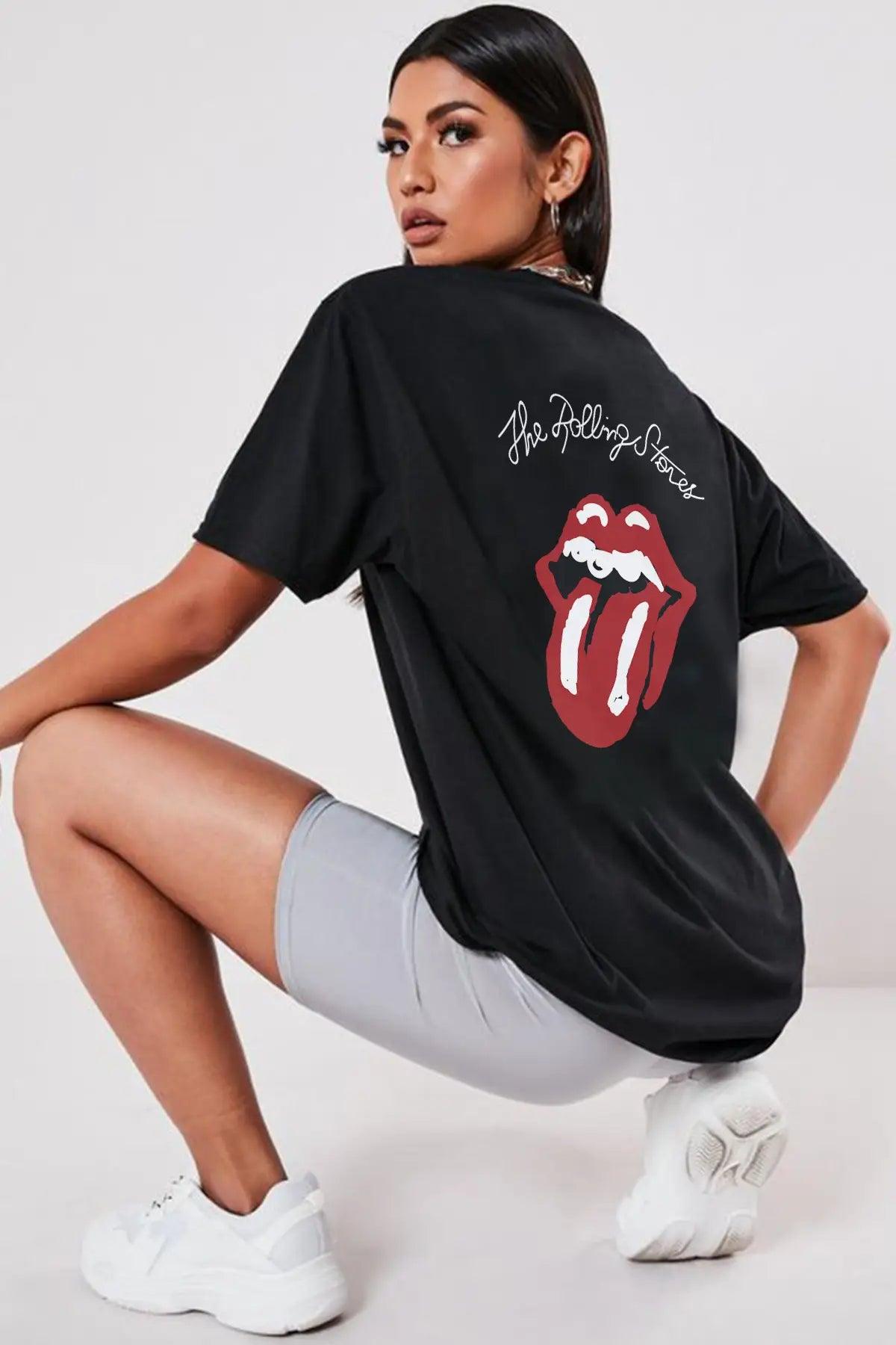 Rolling Stones Oversize Kadın Tişört - PΛSΛGE