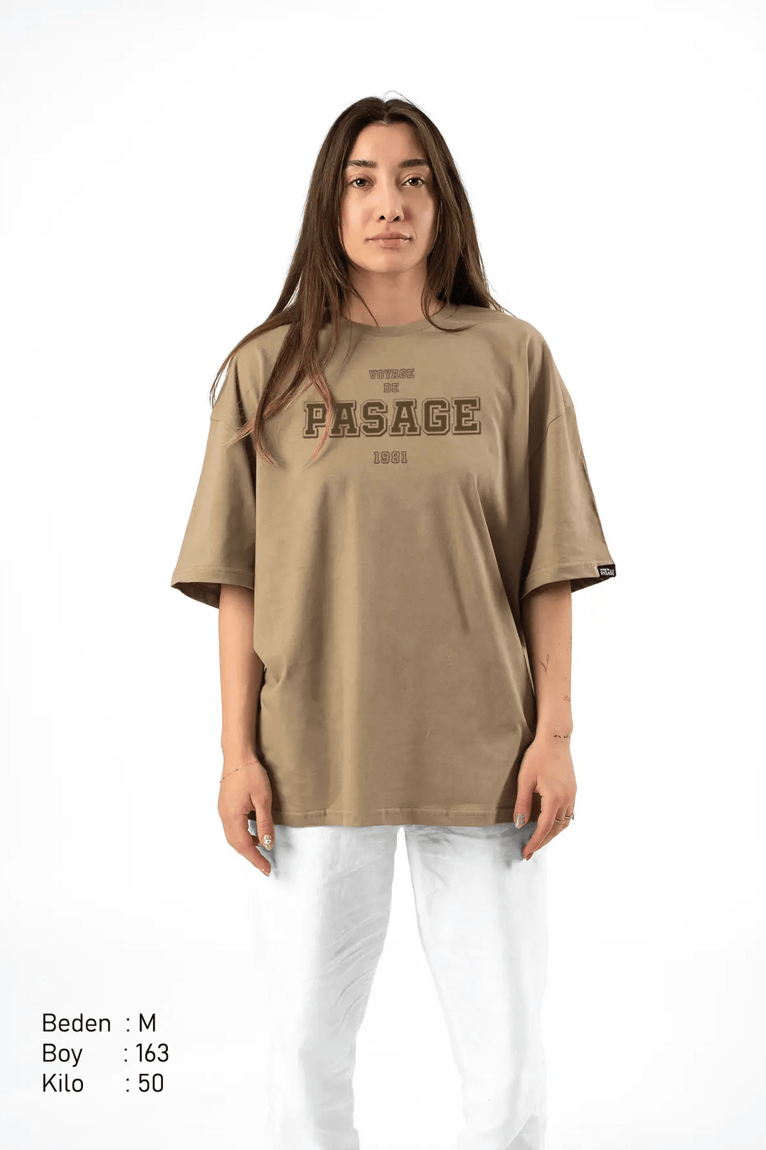 Vdp 1981 Camel Oversize Kadın Tişört PΛSΛGE