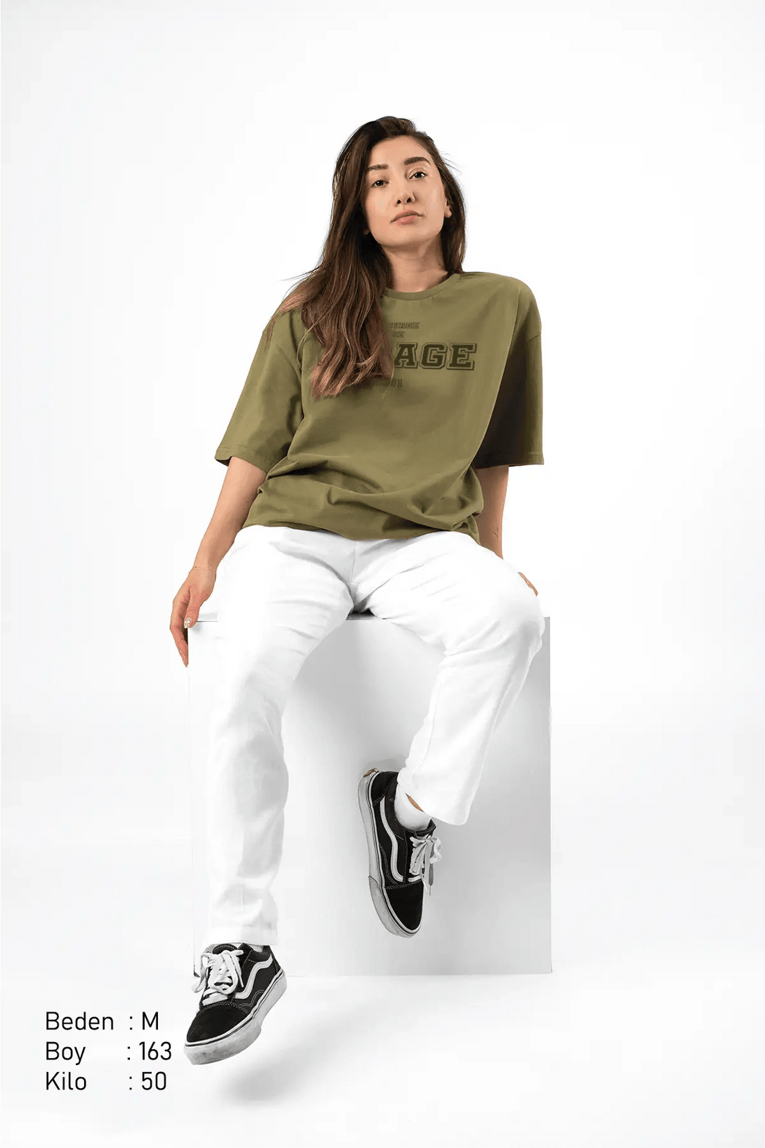 Vdp 1981 Haki Oversize Kadın Tişört PΛSΛGE