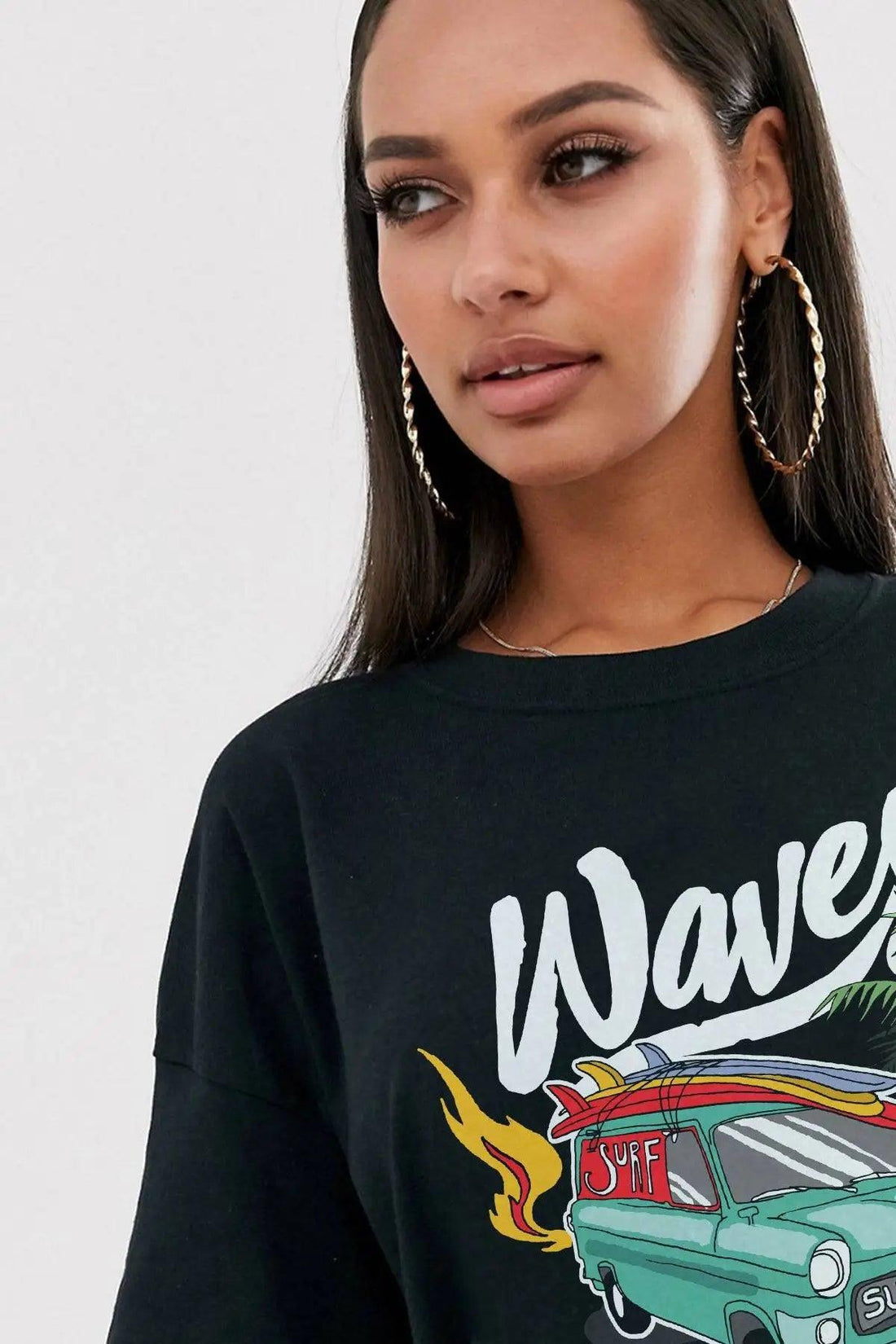 Waves Oversize Kadın Tişört PΛSΛGE