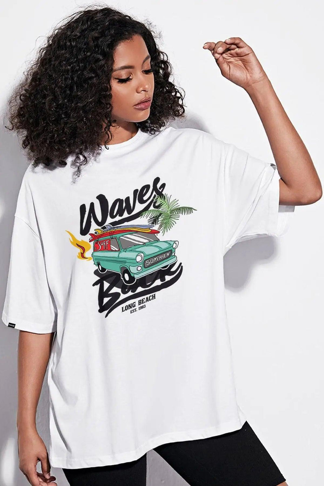 Waves Oversize Kadın Tişört PΛSΛGE