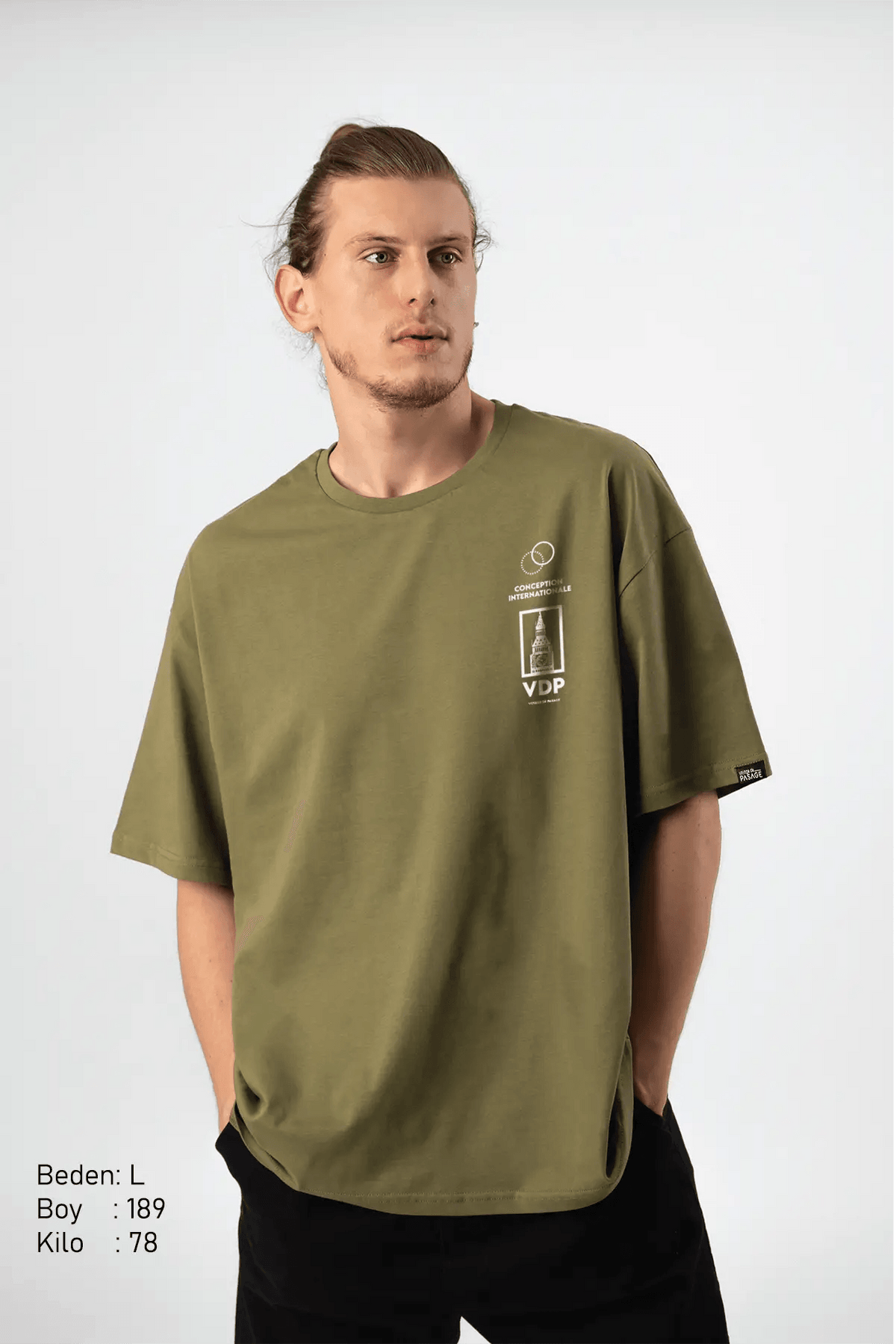 Wined Haki Oversize Erkek Tişört PΛSΛGE