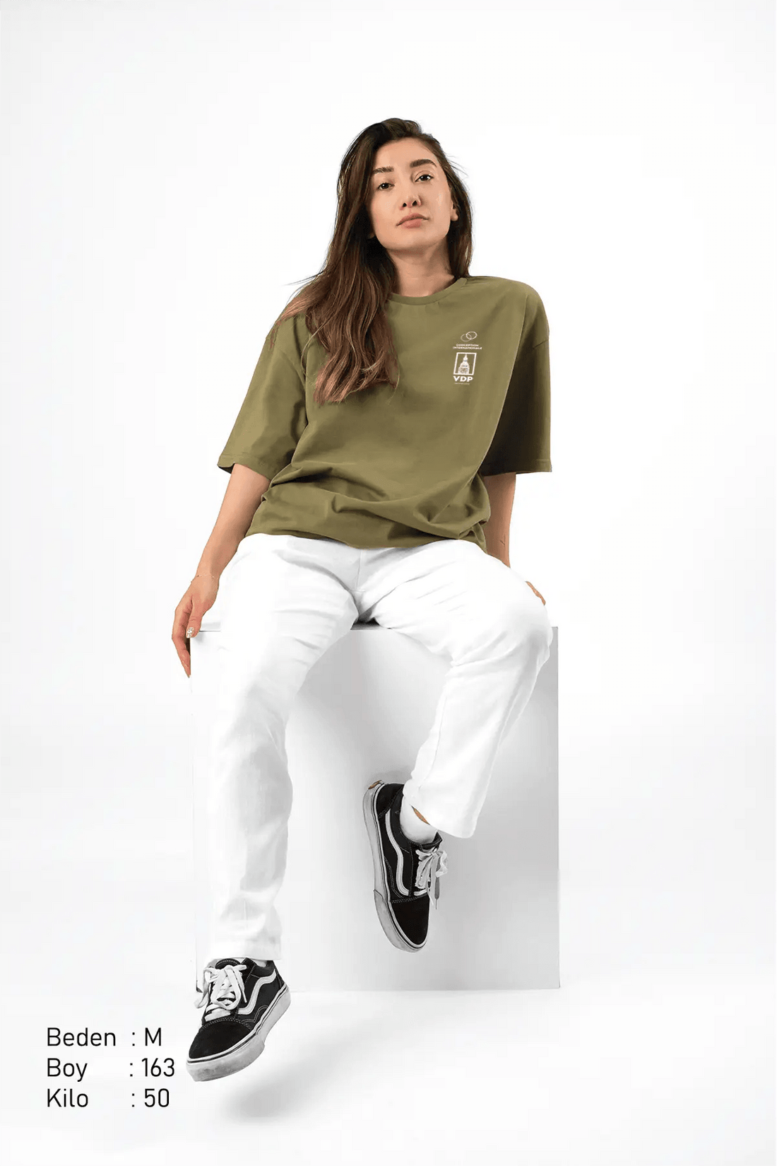 Wined Haki Oversize Kadın Tişört PΛSΛGE