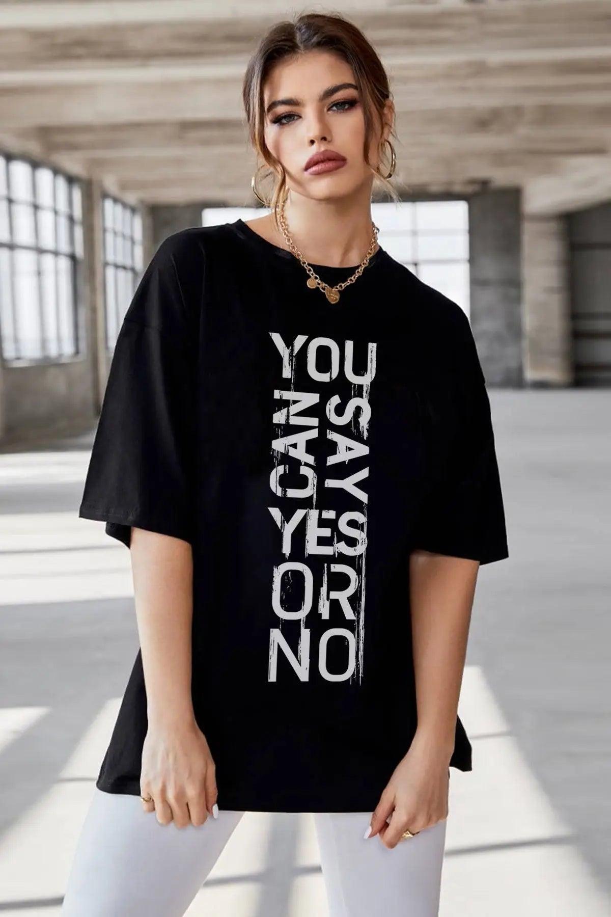 Yes or No Oversize Kadın Tişört - PΛSΛGE