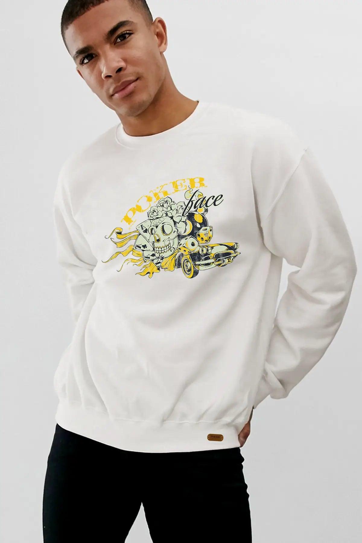 Poker Face Oversize Erkek Sweatshirt - PΛSΛGE