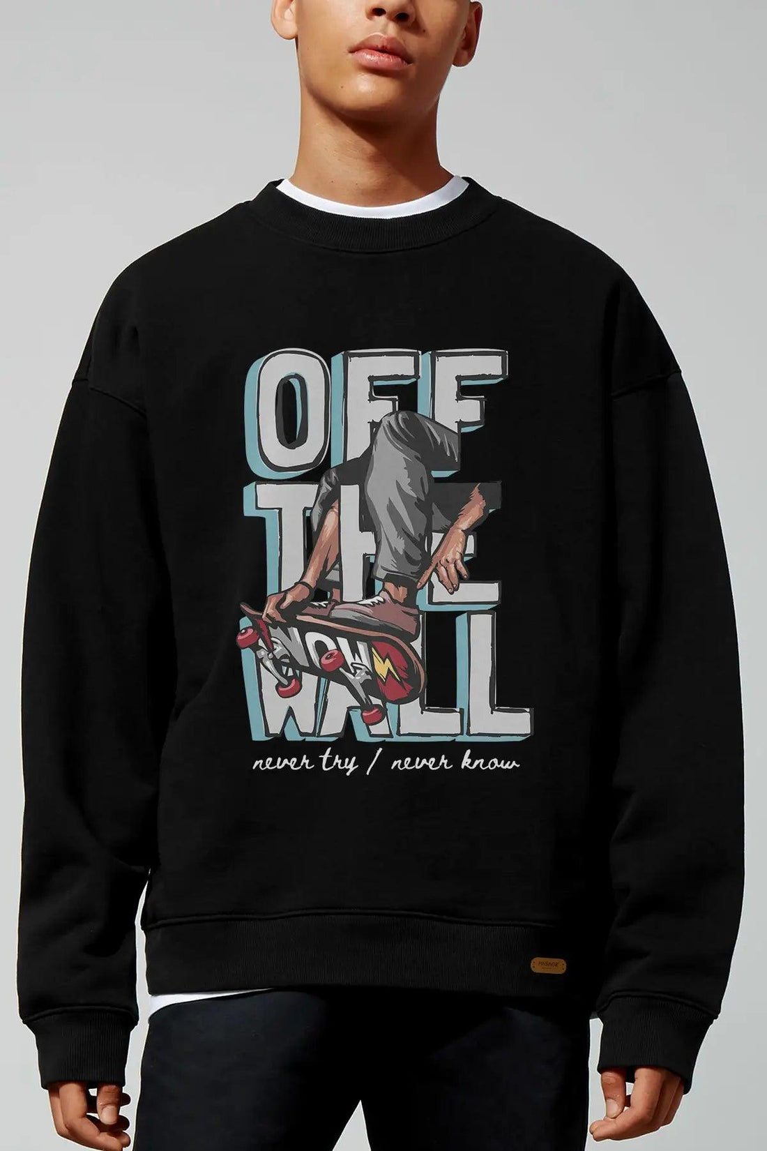 Off The Wall Oversize Erkek Sweatshirt - PΛSΛGE