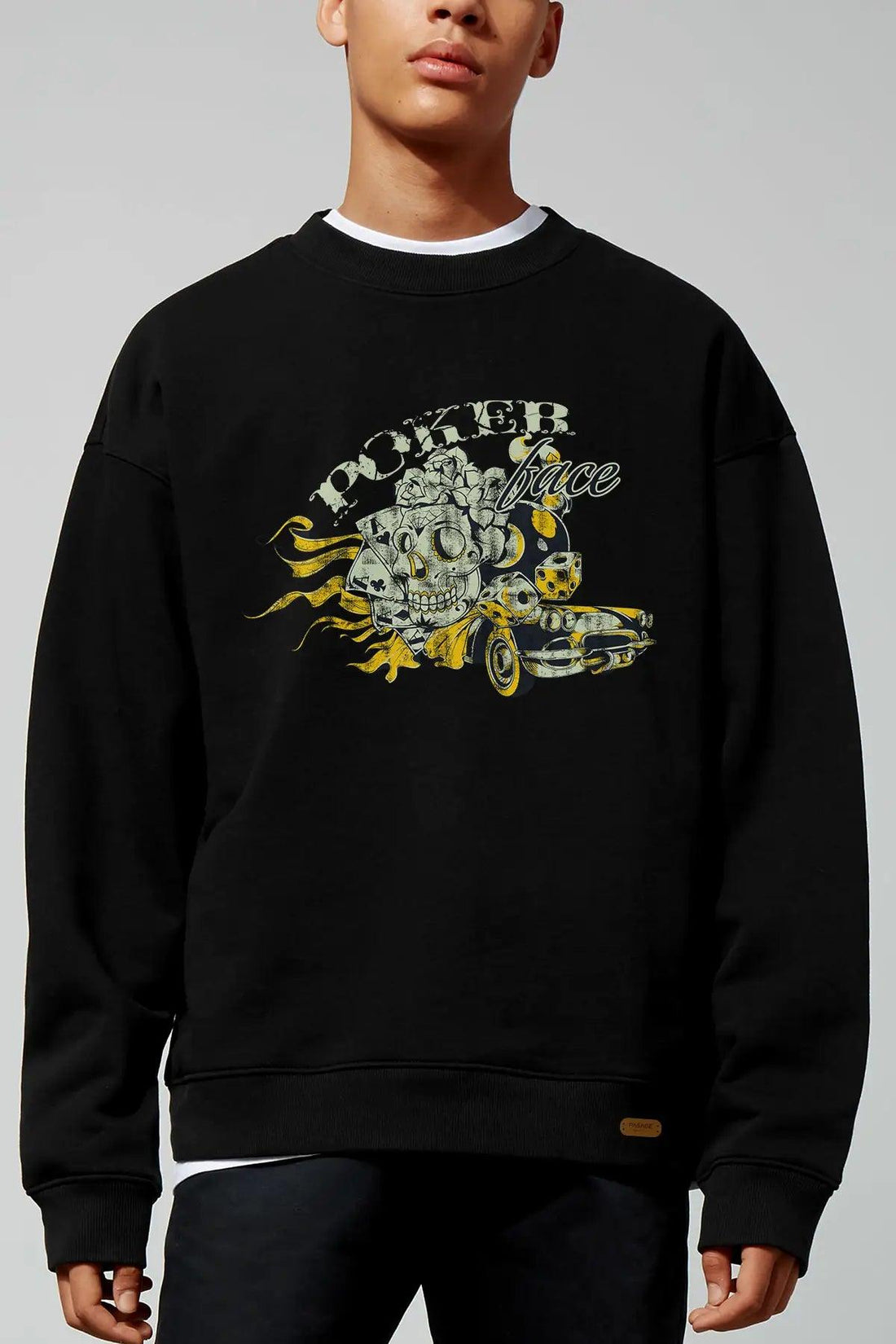 Poker Face Oversize Erkek Sweatshirt - PΛSΛGE
