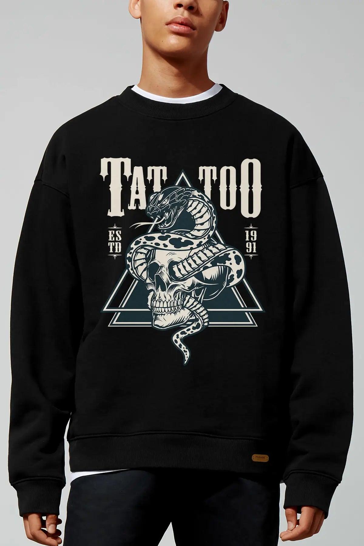 Tattoo Oversize Erkek Sweatshirt - PΛSΛGE
