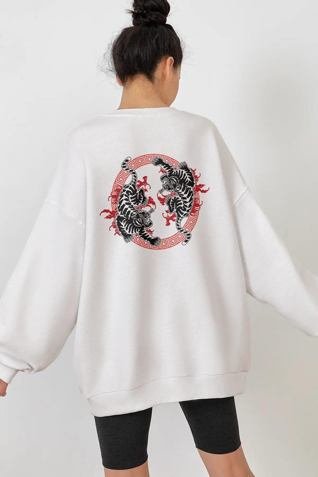 Twin Tiger Oversize Kadın Sweatshirt - PΛSΛGE