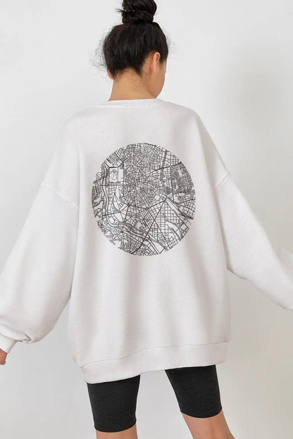 Madrid City Oversize Kadın Sweatshirt - PΛSΛGE