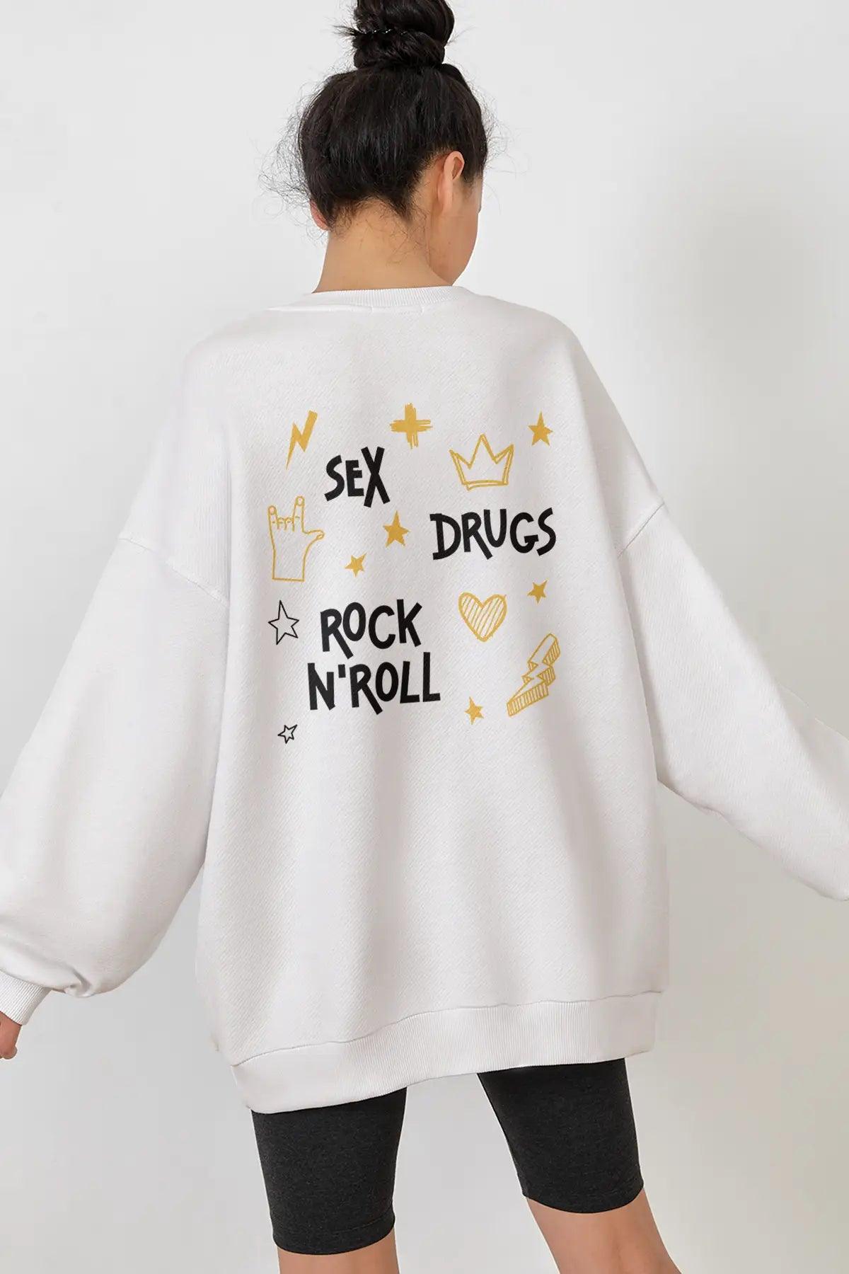 Sex N Drugs Oversize Kadın Sweatshirt - PΛSΛGE