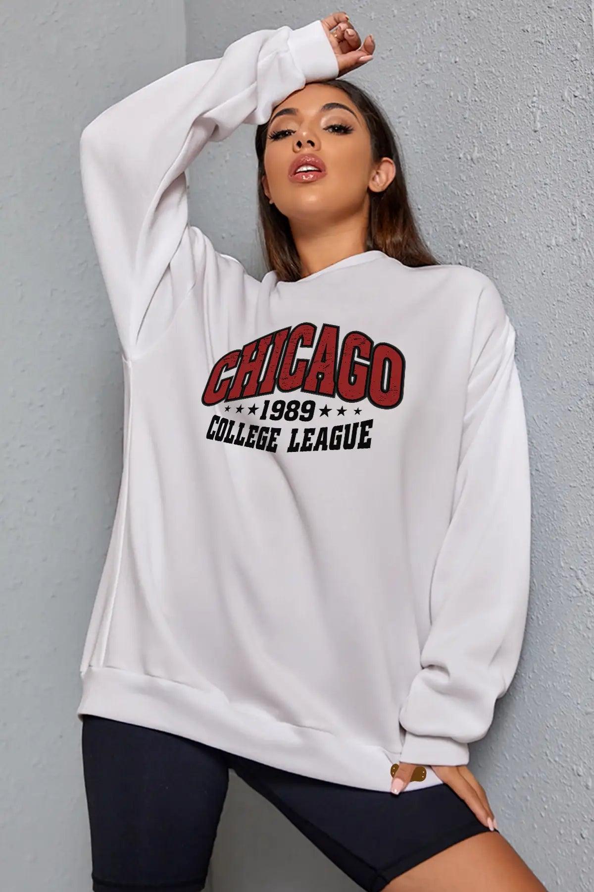Chicago Oversize Kadın Sweatshirt - PΛSΛGE