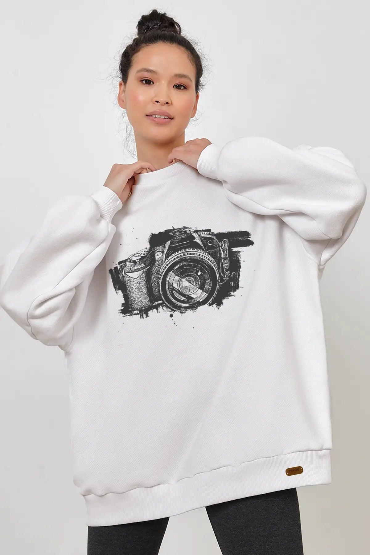 Vintage Camera Oversize Kadın Sweatshirt - PΛSΛGE