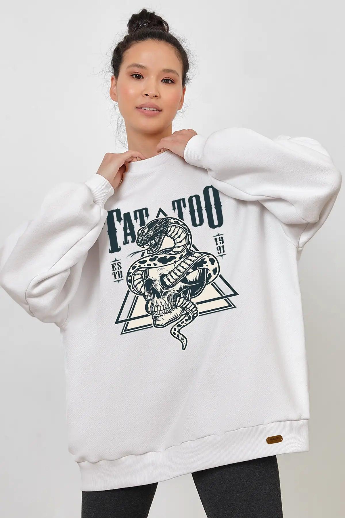 Tattoo Oversize Kadın Sweatshirt - PΛSΛGE