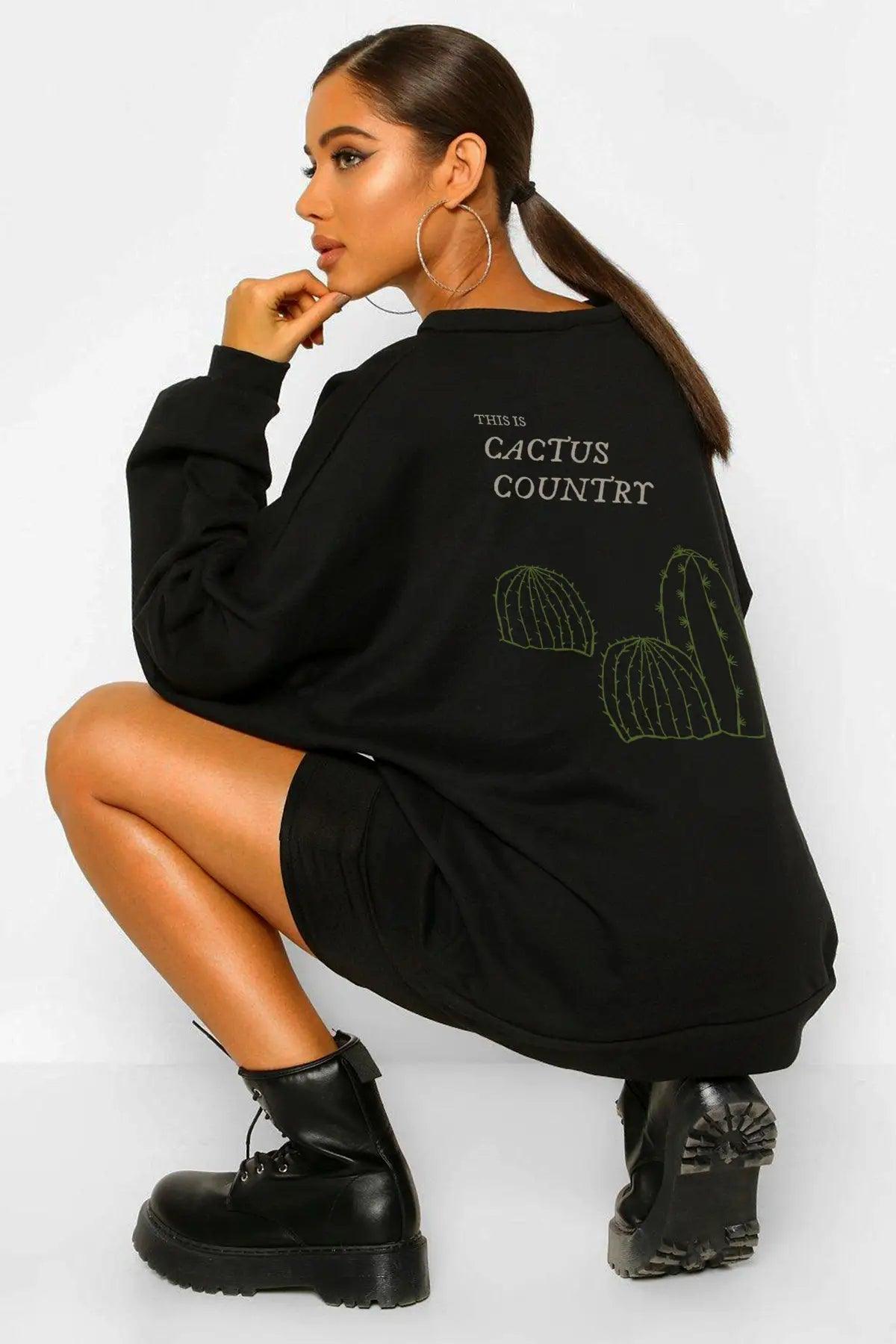 Cactus Oversize Kadın Sweatshirt - PΛSΛGE