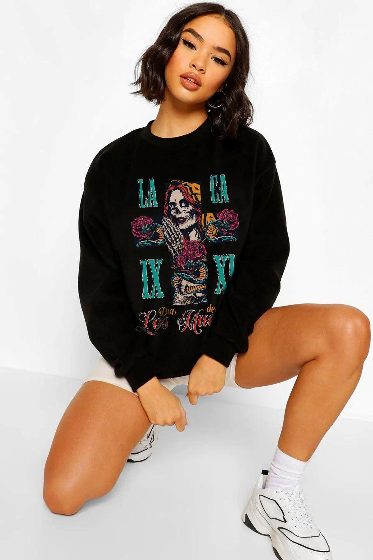 Los Muertos Oversize Kadın Sweatshirt - PΛSΛGE