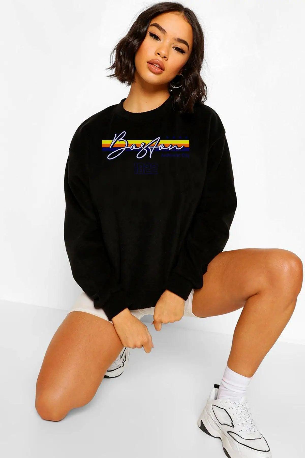 Boston City Oversize Kadın Sweatshirt - PΛSΛGE