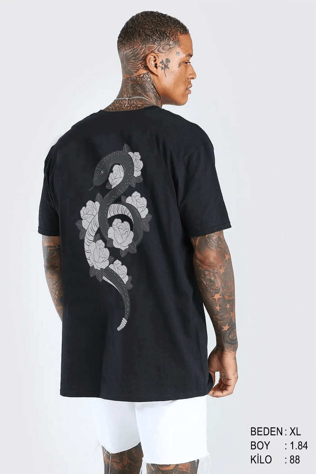 Snake Oversize Erkek Tişört - PΛSΛGE