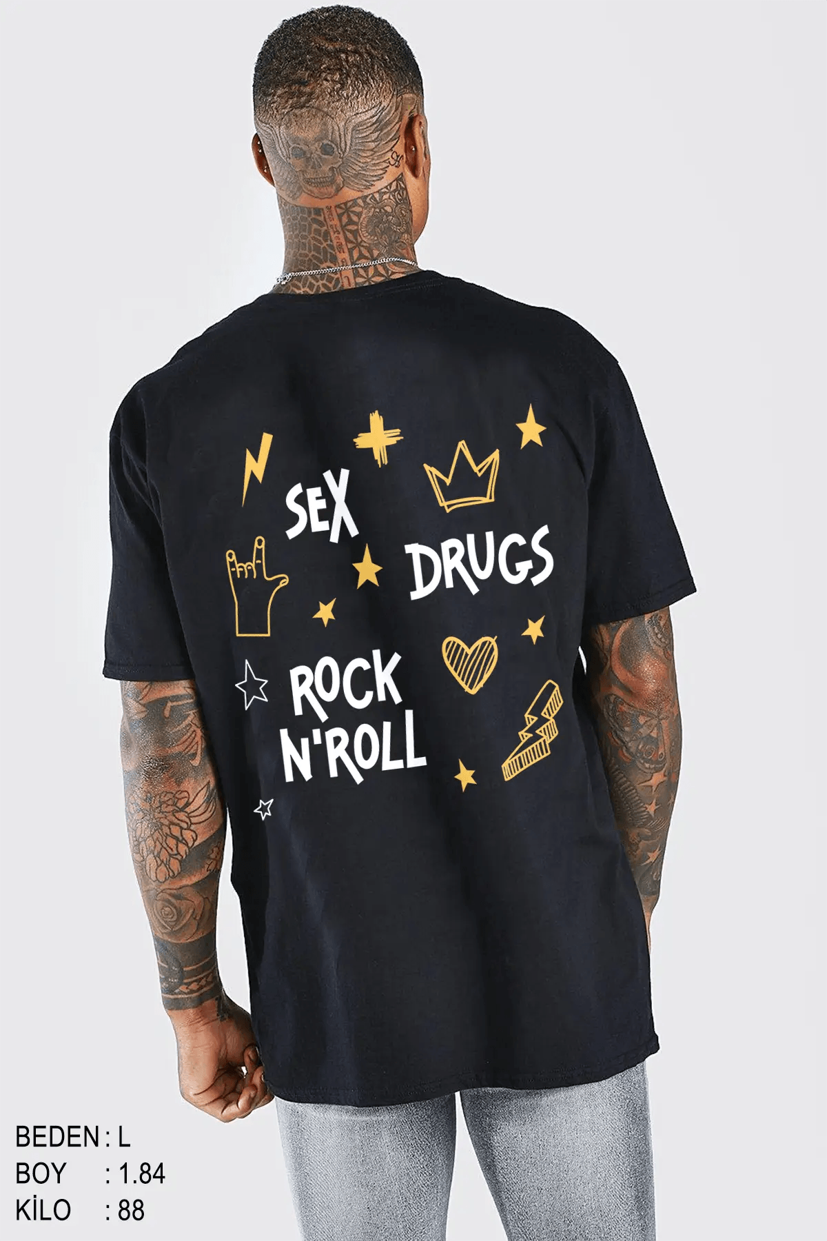 Sex N Drugs Oversize Erkek Tişört - PΛSΛGE