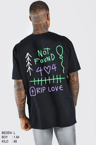 Rip Love Oversize Erkek Tişört - PΛSΛGE