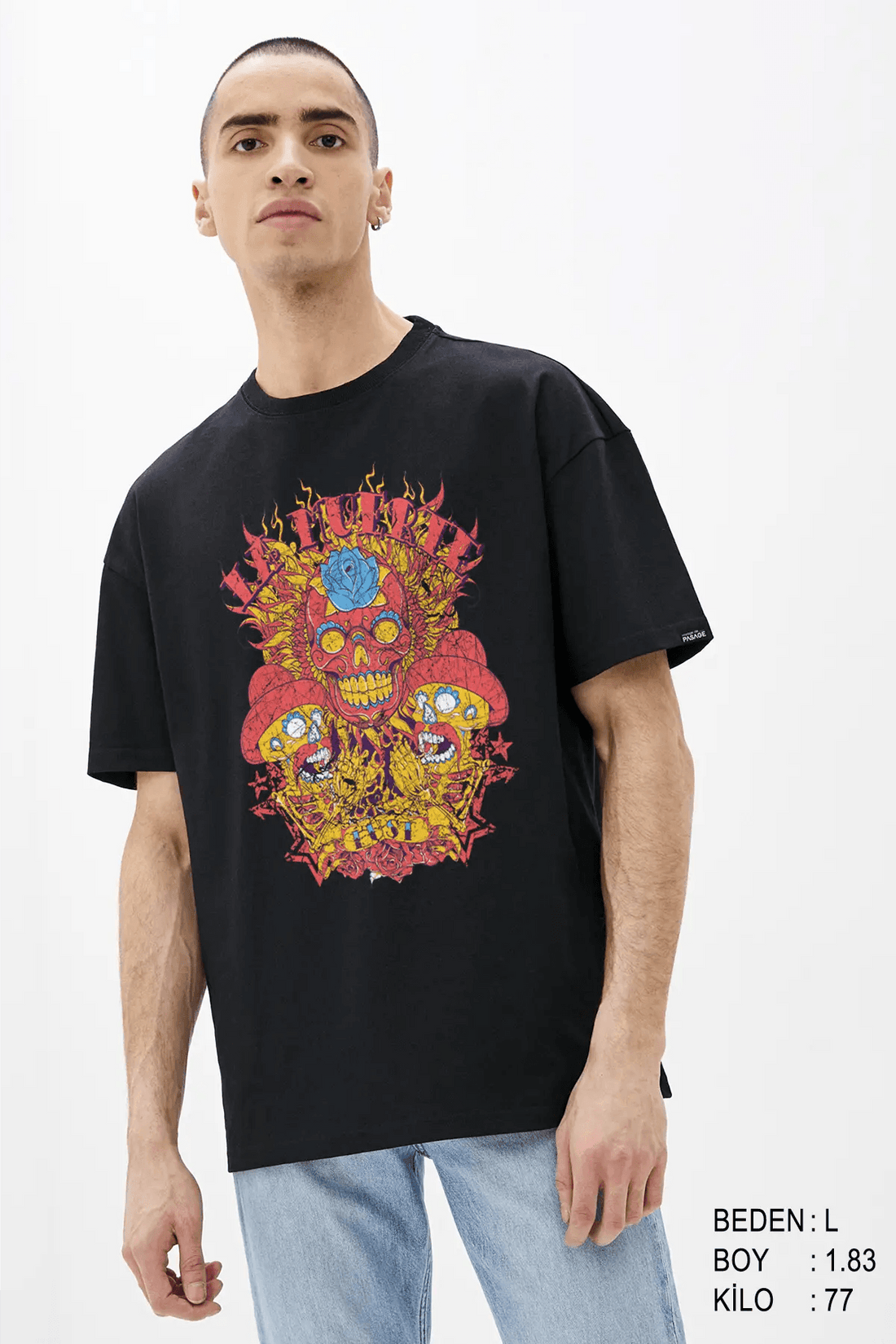 La Muerte Oversize Erkek Tişört - PΛSΛGE