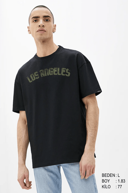 Los Angeles Oversize Erkek Tişört - PΛSΛGE