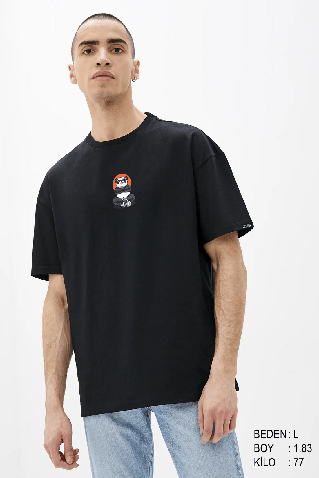 Yoga Panda Oversize Erkek Tişört - PΛSΛGE
