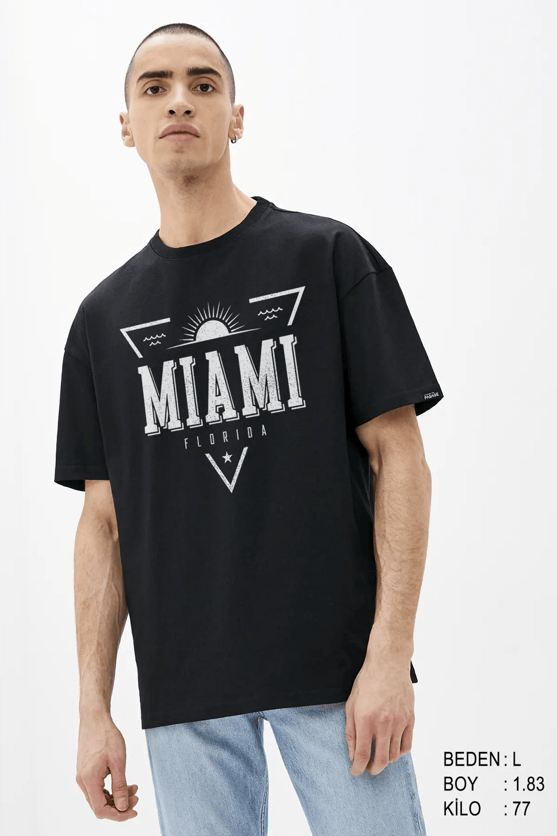Miami Oversize Erkek Tişört - PΛSΛGE