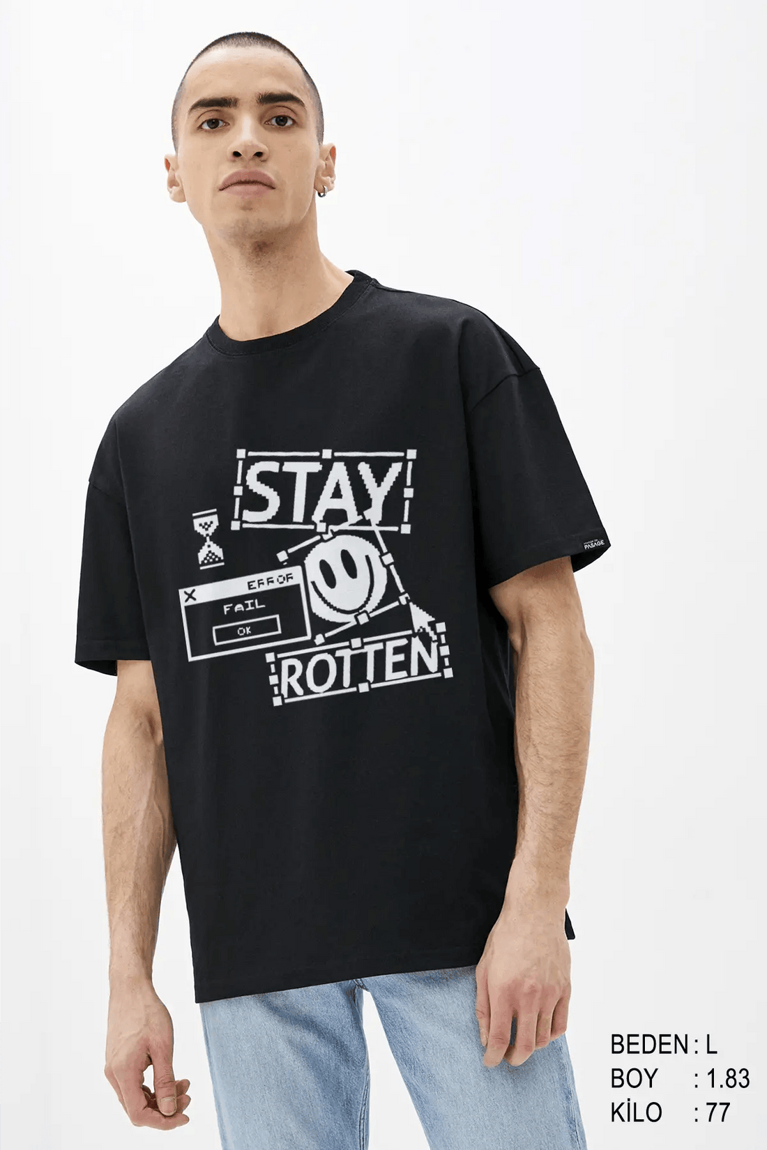 Stay Rotten Oversize Erkek Tişört - PΛSΛGE