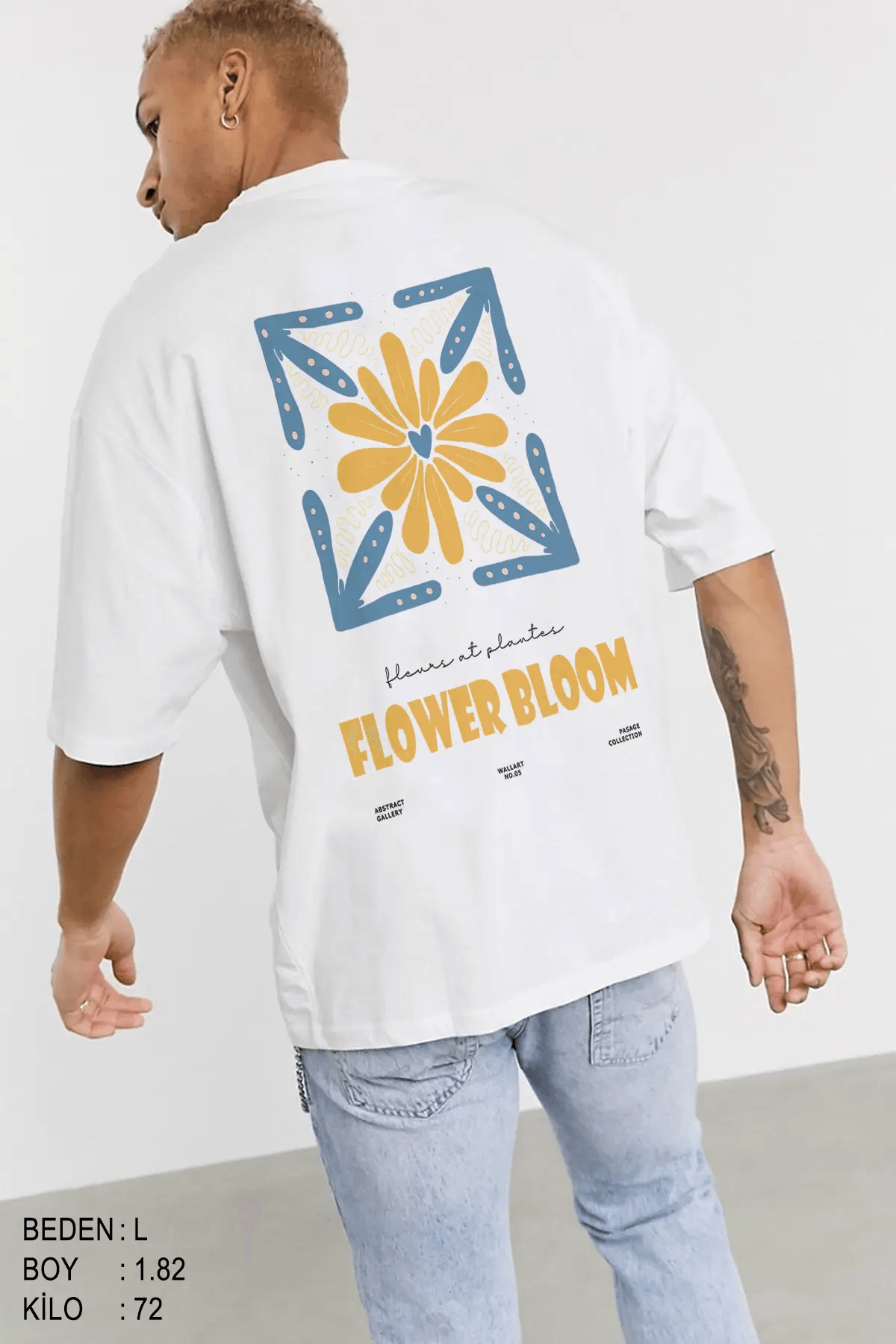 Flower Bloom Oversize Erkek Tişört - PΛSΛGE