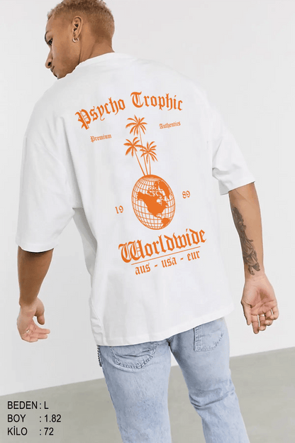 Psycho Tropic Oversize Erkek Tişört - PΛSΛGE