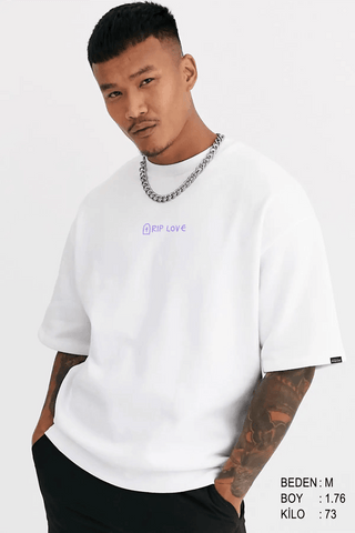 Rip Love Oversize Erkek Tişört - PΛSΛGE