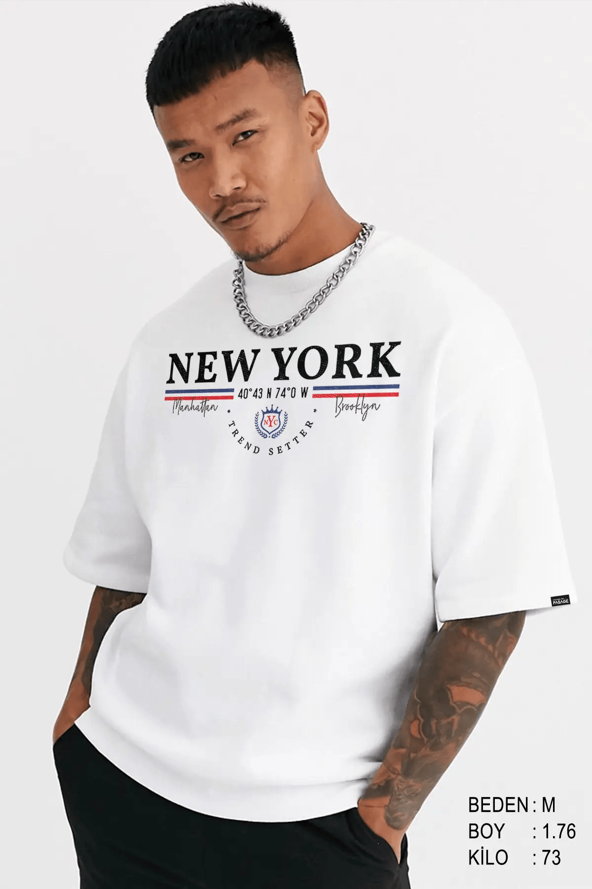 NYC Oversize Erkek Tişört - PΛSΛGE