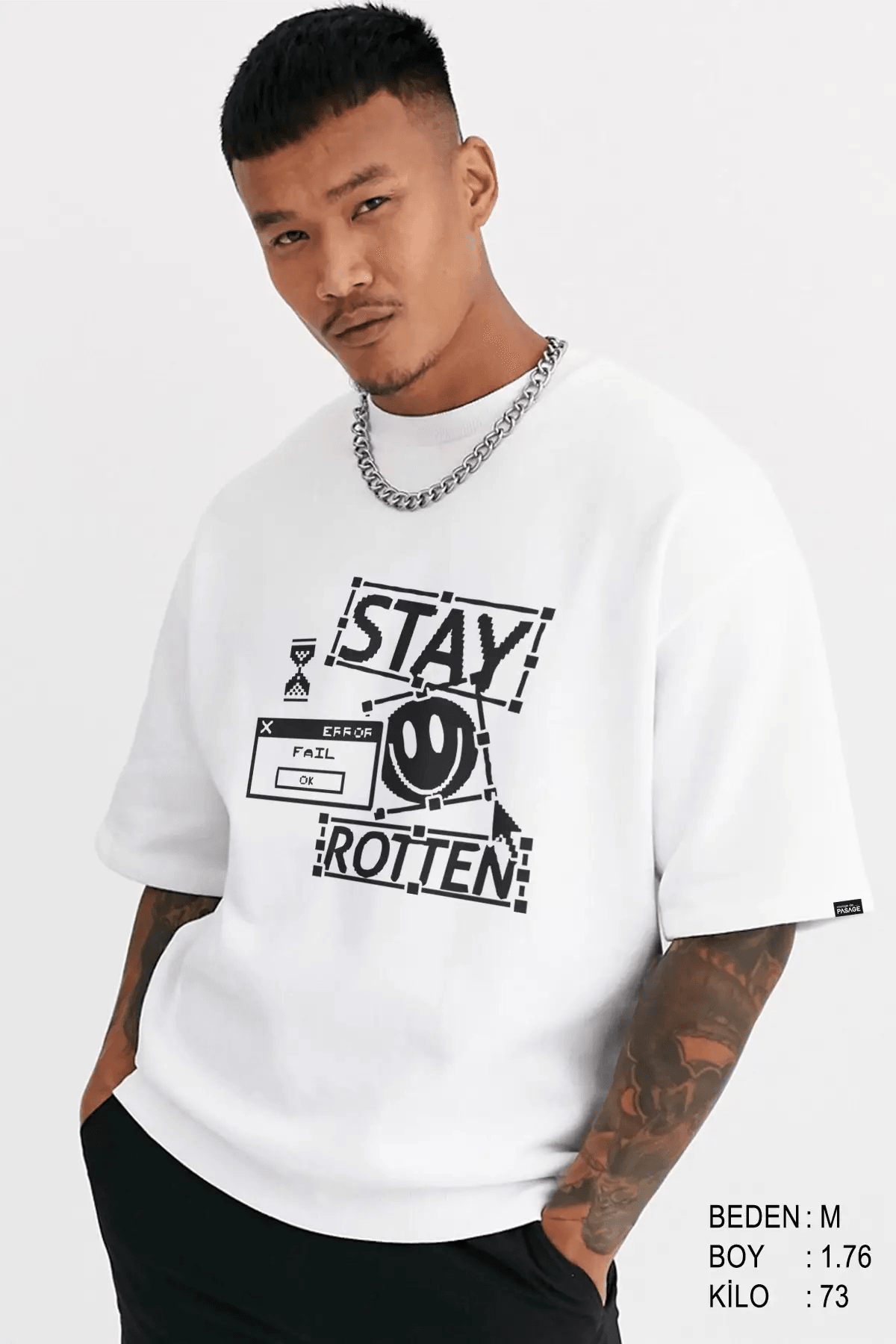 Stay Rotten Oversize Erkek Tişört - PΛSΛGE