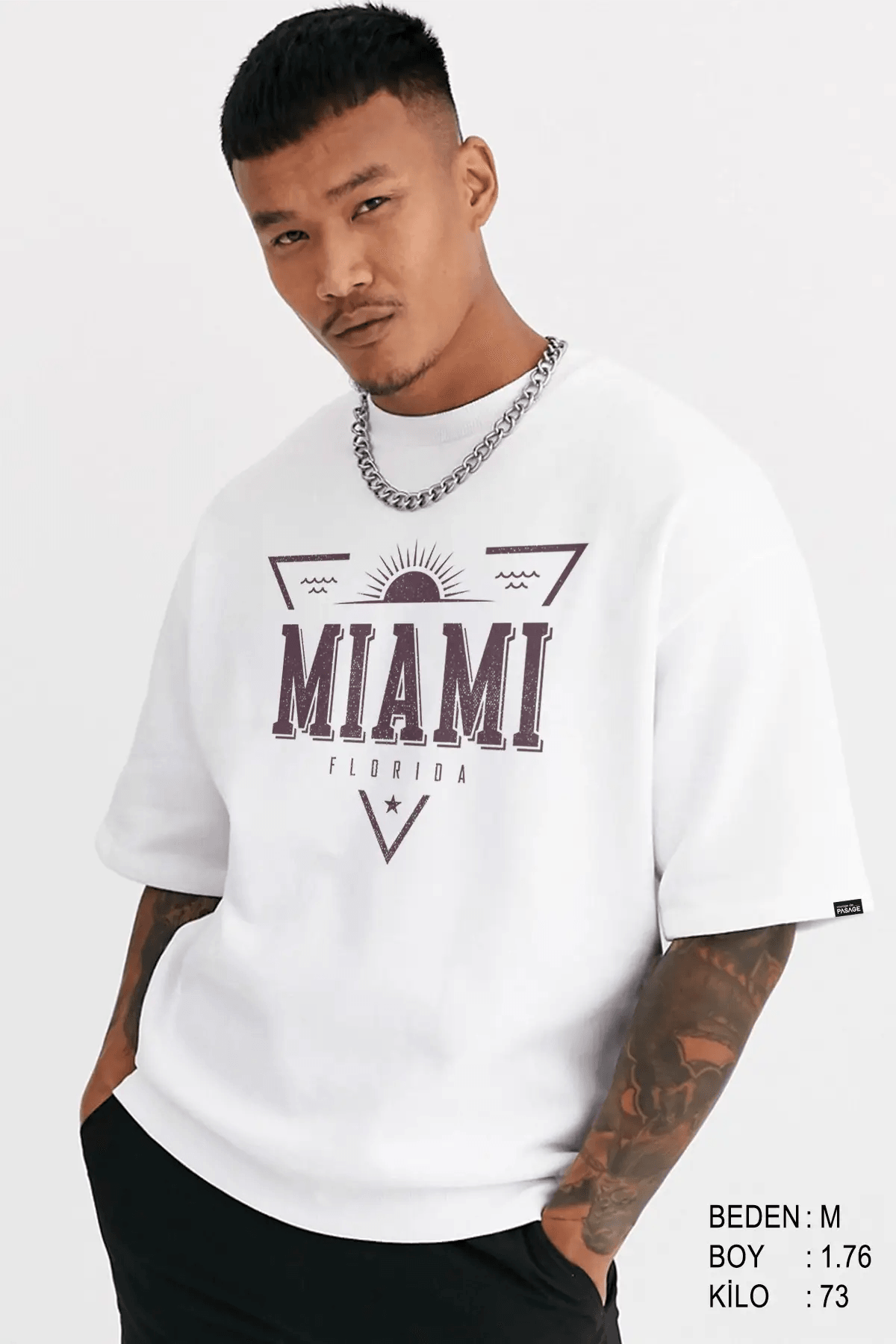 Miami Oversize Erkek Tişört - PΛSΛGE