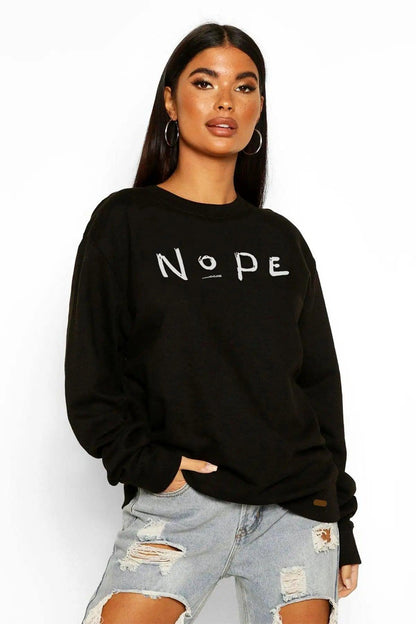 Nope Oversize Kadın Sweatshirt - PΛSΛGE