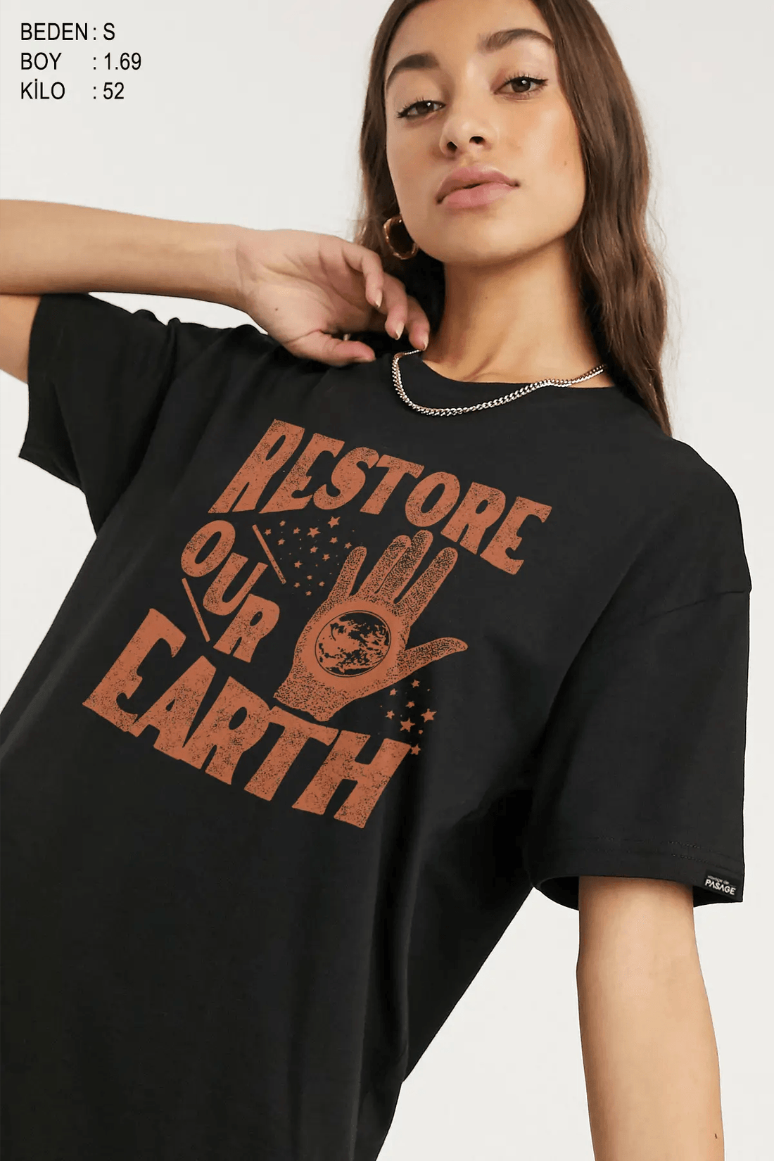 Restore Oversize Kadın Tişört - PΛSΛGE