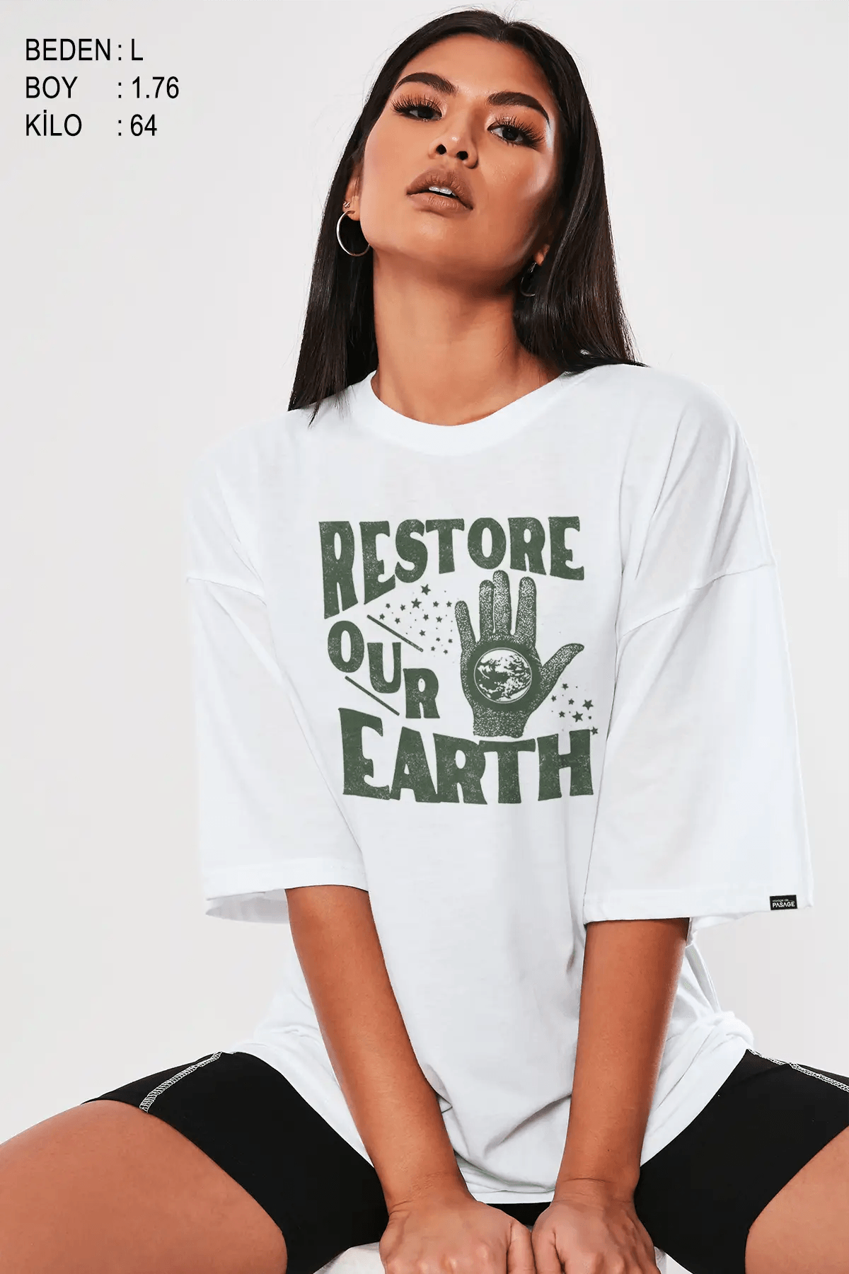 Restore Oversize Kadın Tişört - PΛSΛGE