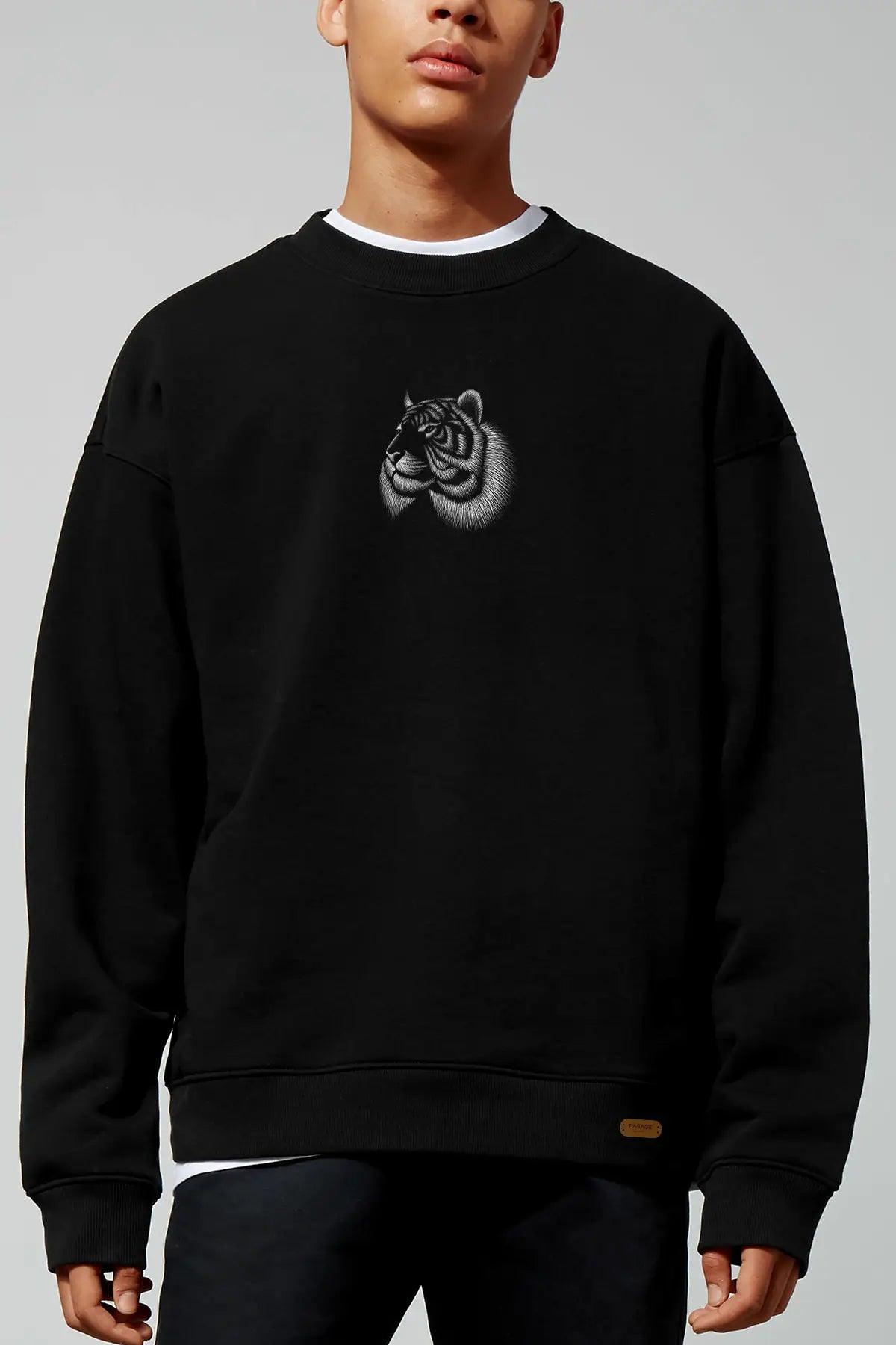 King Tiger Oversize Erkek Sweatshirt - PΛSΛGE