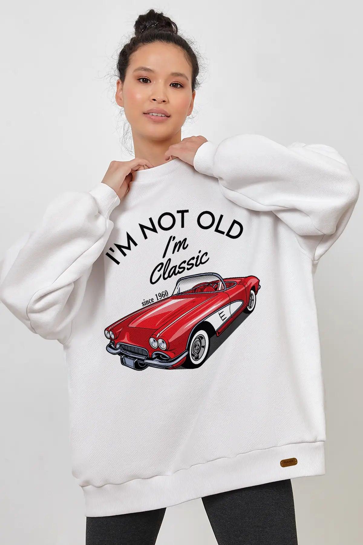 Classic Car Oversize Kadın Sweatshirt - PΛSΛGE