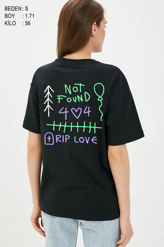 Rip Love Oversize Kadın Tişört - PΛSΛGE