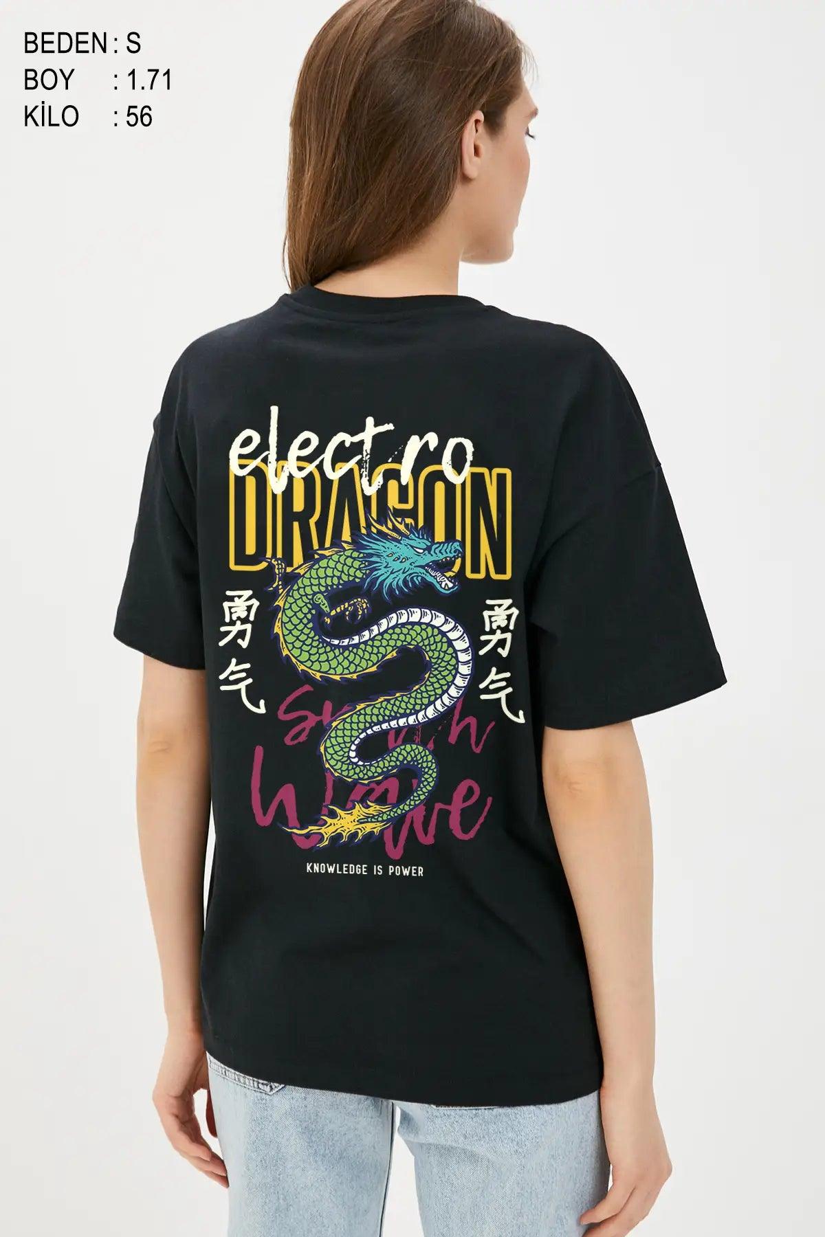 Electro Dragon Oversize Kadın Tişört - PΛSΛGE