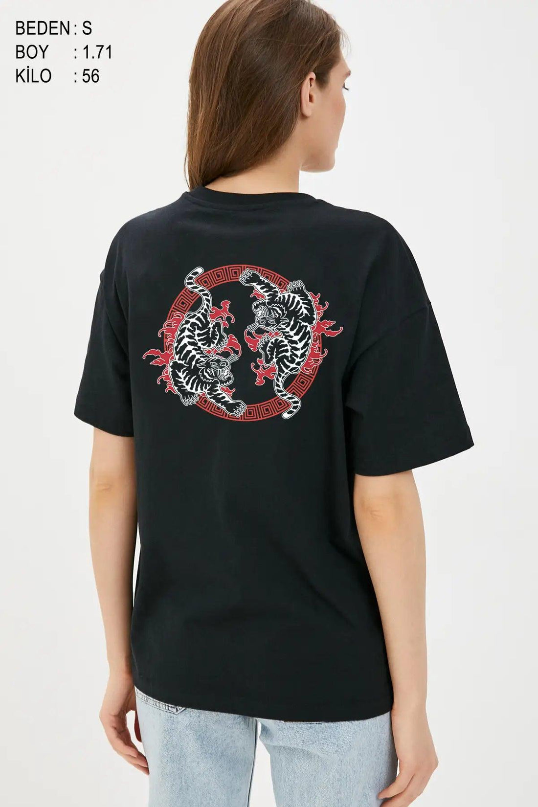 Twin Tiger Oversize Kadın Tişört - PΛSΛGE