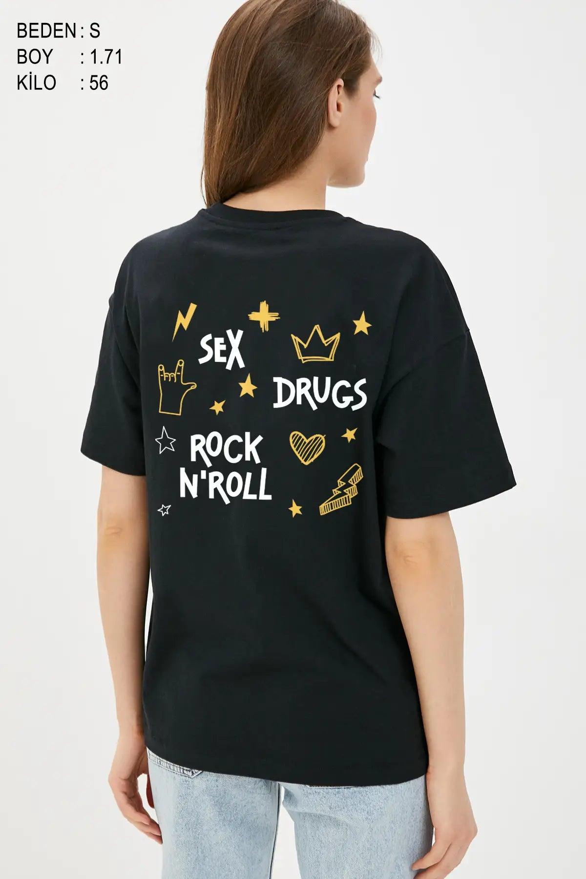 Sex N Drugs Oversize Kadın Tişört - PΛSΛGE